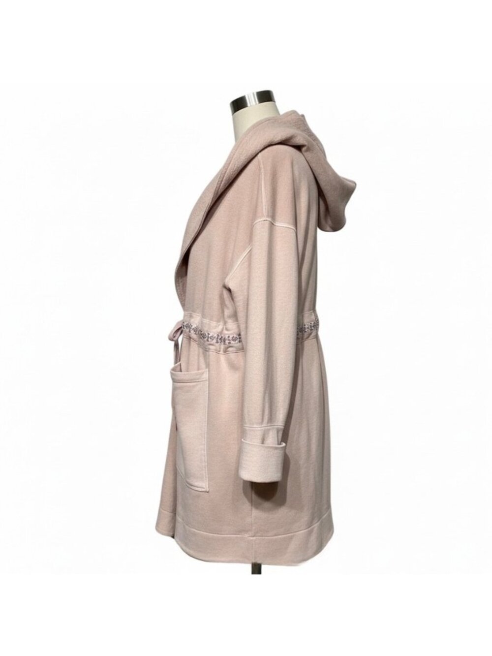 Free People Pink Relaxed Hooded Cardigan Jacket| Boho Coquette Coastal Grandma S - Picture 4 of 11